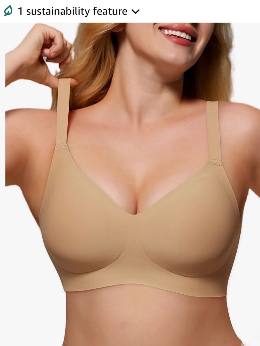 Wireless Nude Comfort Bra with Supportive Wide Straps